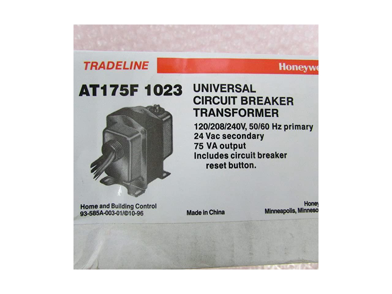 24V w/Circuit Breaker Honeywell AT175F1023 Transformer 120/208/240 VAC 