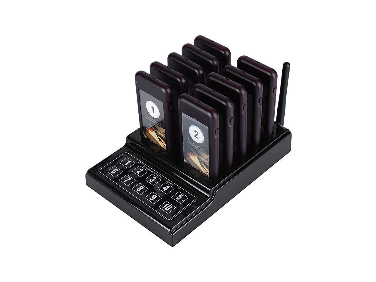 Restaurant Wireless Guest Paging Queuing System 1*Transmitter+10*Pagers 433.92MH 