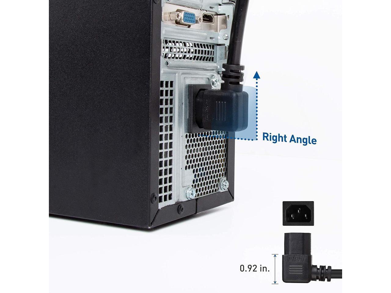 6 Feet Power Cable NEMA 5-15P to Angled IEC C13 Cable Matters 2-Pack 16 AWG Low Profile Right Angle Power Cord