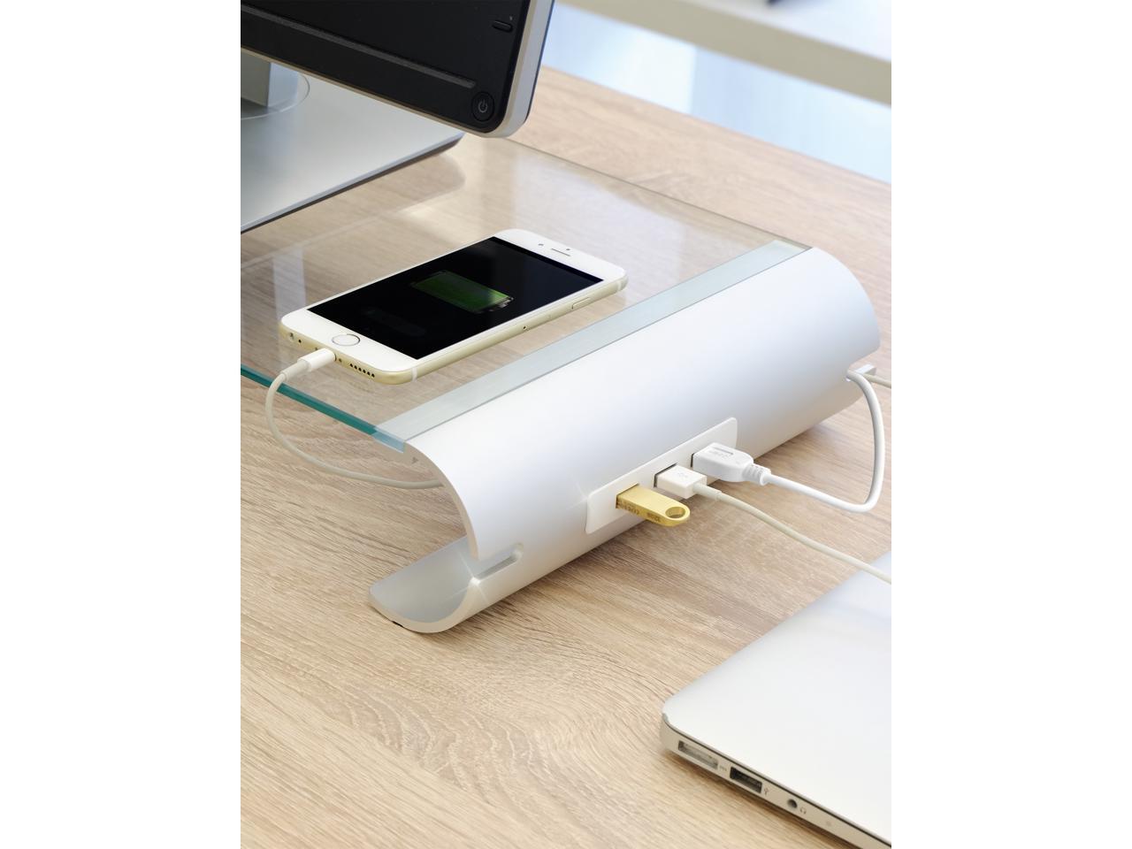 j5create Glass Monitor Stand With 3Port USB™ 3.0 HUB