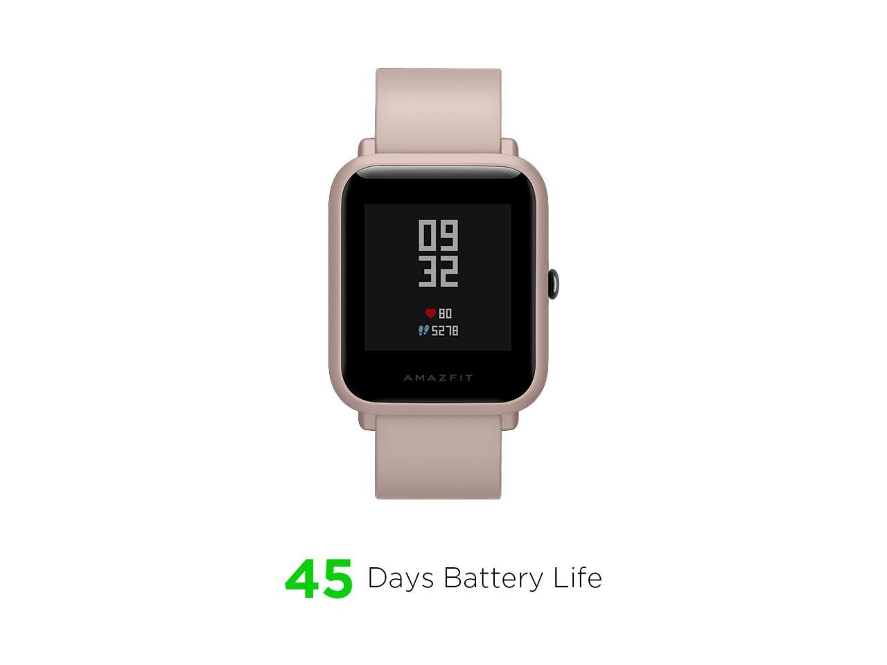 Amazfit Bip Lite Smartwatch 45 Day Battery Life Heart Rate Sleep Monitor 1 2 Always On Touchscreen 3 Atm Water Resistant Multisport Tracker Pink Newegg Com