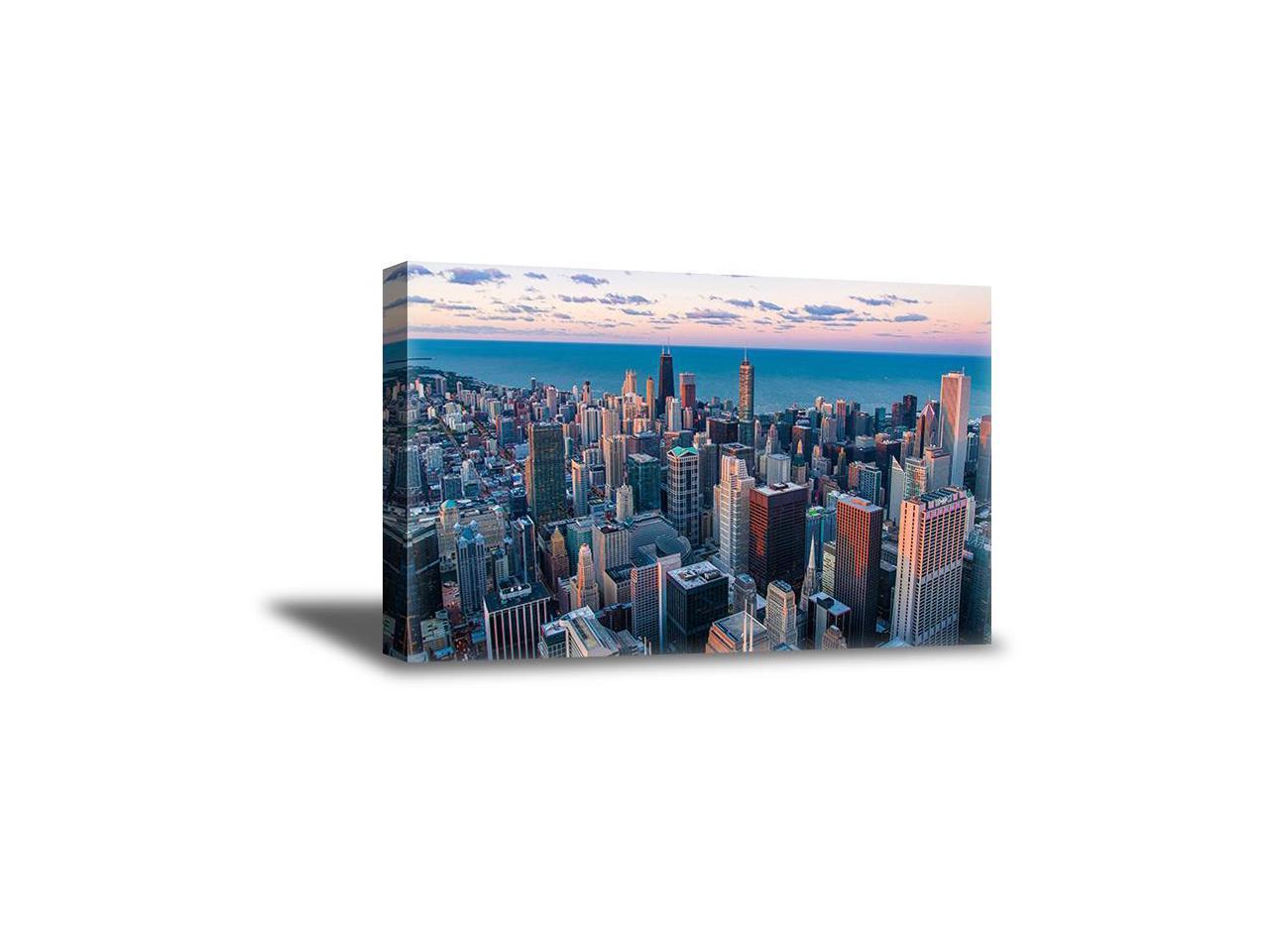 Chicago Bird's-Eye View Chicago Souvenirs for Art Lovers American Cities Canvas 