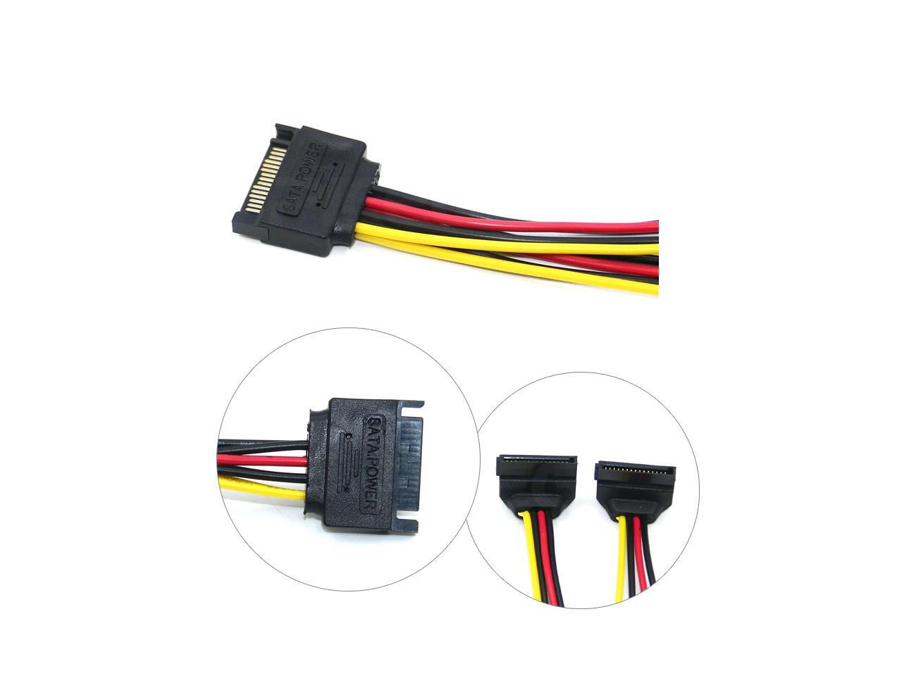 SATA Right Angle 1 to 2 ways 15Pin Sata Power Supply Extension Cable Male to dual Female SATA