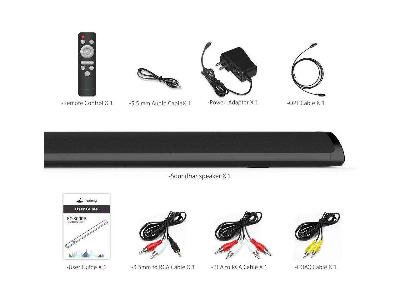 Meidong [2019 Updated] Sound Bars for TV Soundbar 36 Inch Bluetooth