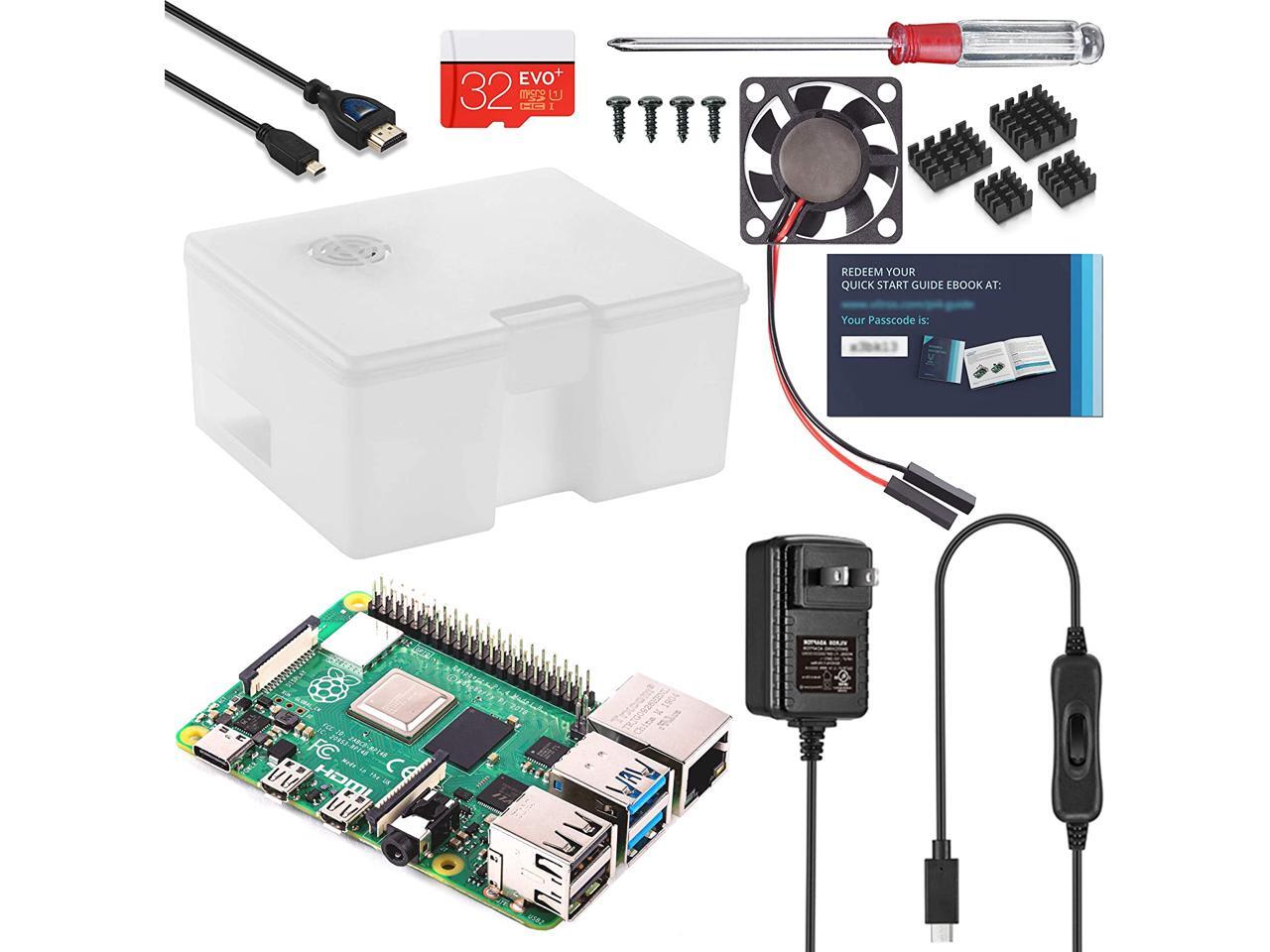 /& Micro HDMI Adapter Heatsink Vilros Accessories Starter Pack for Raspberry Pi 4-Includes Fan Cooled Case-Power Supply Set of 4