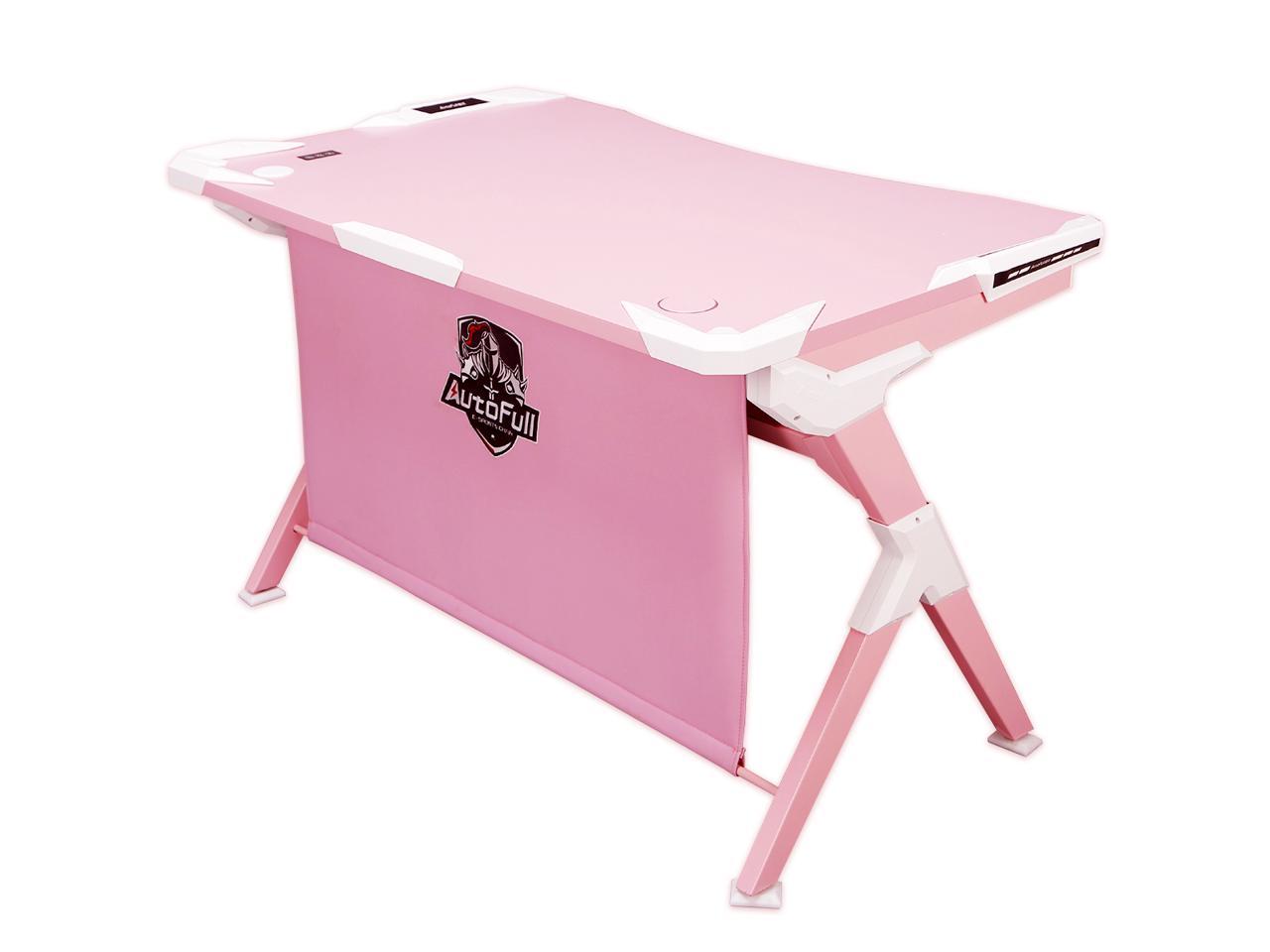 pink gaming desk with led lights