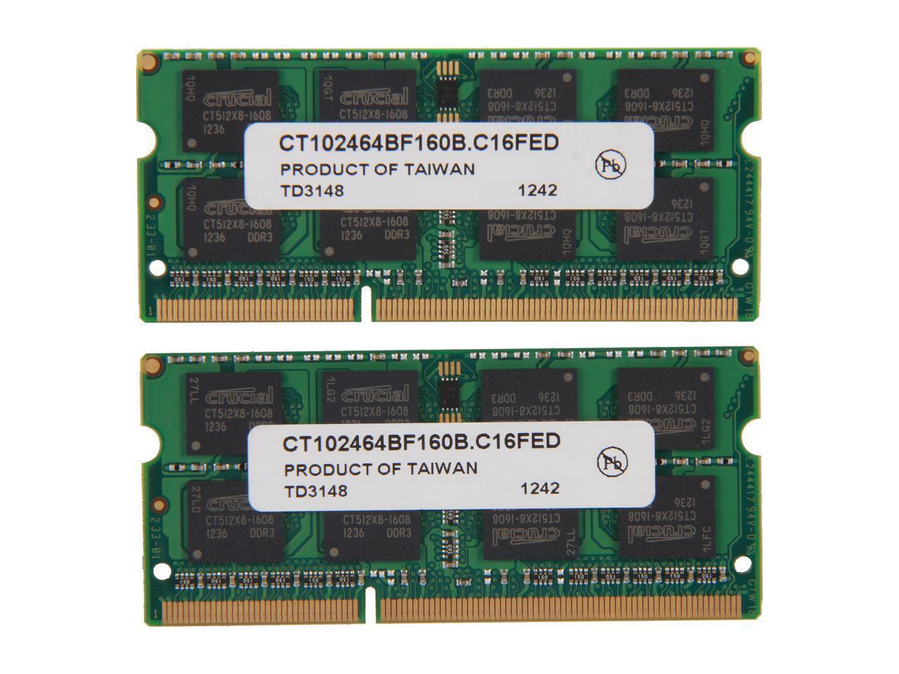 Crucial 16GB (2 x 8G) 204-Pin DDR3 SO-DIMM DDR3L 1600 (PC3L 12800