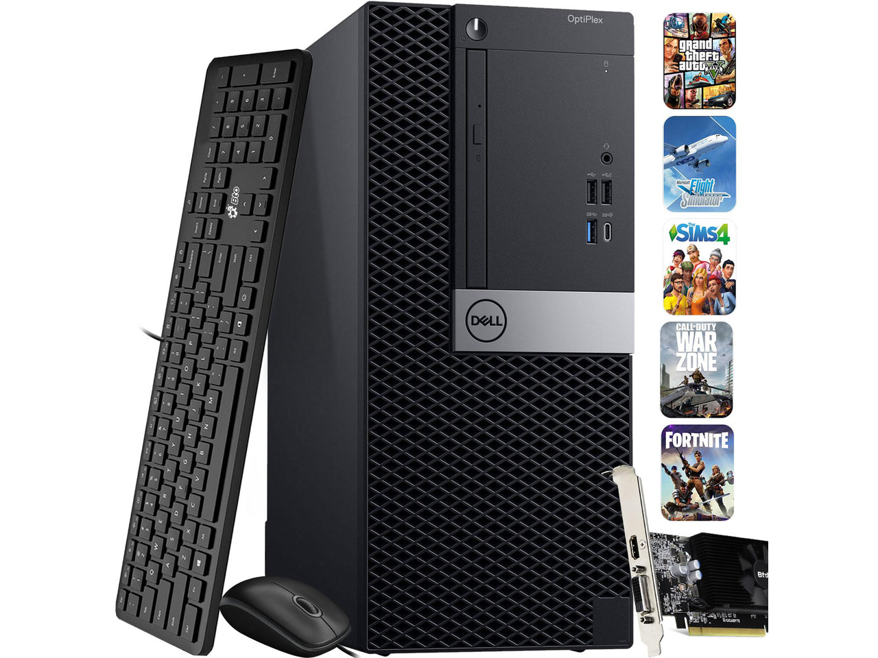 Refurbished: Dell OptiPlex Gaming Desktop Computer Tower Intel Hexa Core i7-8700 Processor, 16GB DDR4 Ram, 512GB SSD, AMD RX 550, Bto Wi-Fi, Keyboard & Mouse, Windows 11 Pro (Renewed)