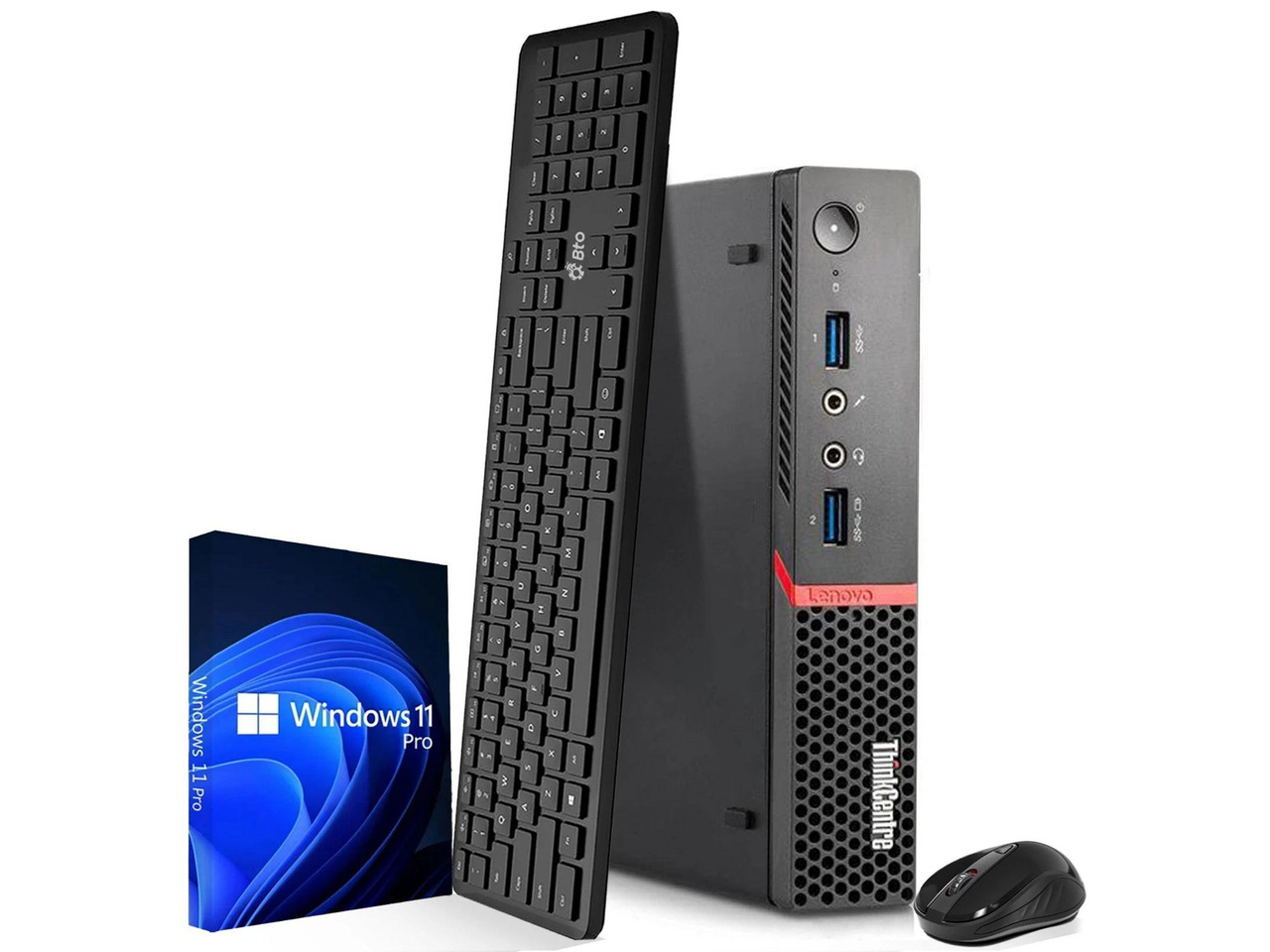 Refurbished: Lenovo ThinkCentre M715q Desktop Tiny Computer PC AMD Ryzen 5 Pro 2400GE, 8GB DDR4 Ram,256GB SSD, Wi-Fi, Keyboard & Mouse, Windows 11 Pro (Renewed)
