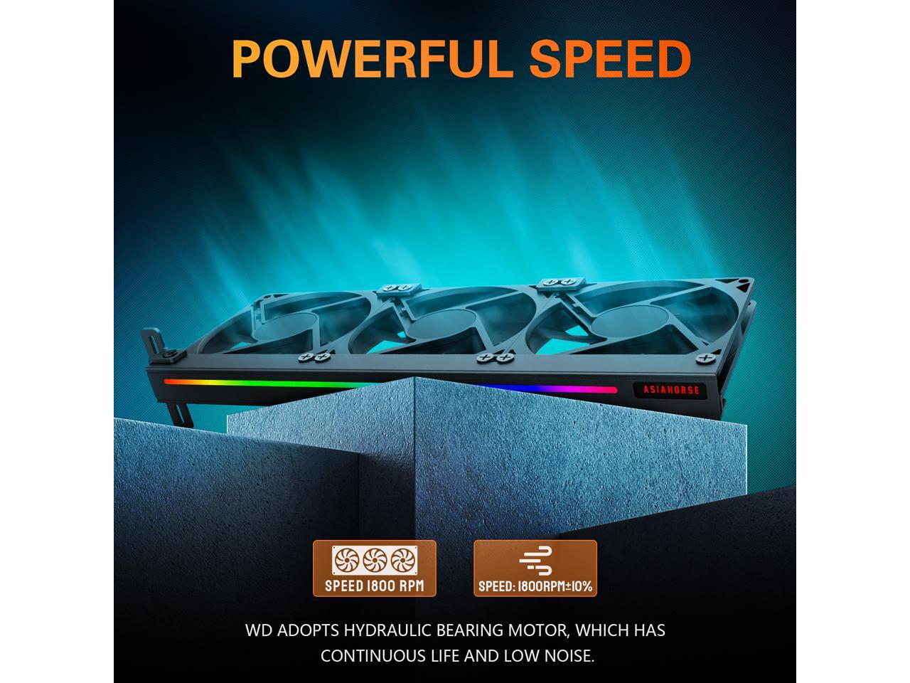 ASIAHORSE Graphic Card Cooler 3 x 92mm PWM Fan WIth Led Frame,Support