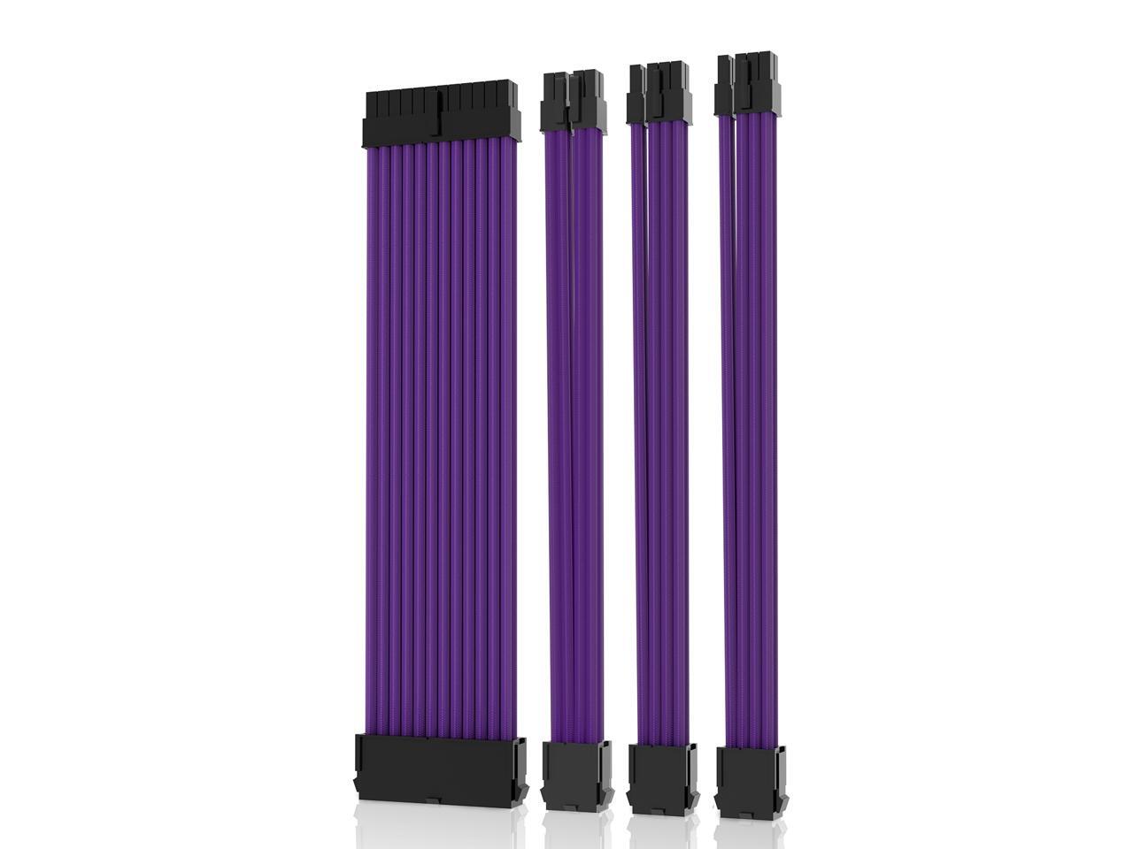 Asiahorse 18AWG Purple Sleeved Cable PSU Extension Cable Kit with 24