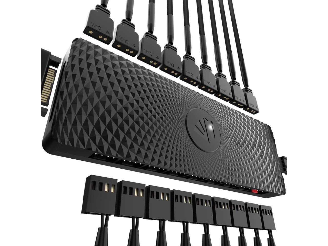 AsiaHorse VEHUB 2IN1 ARGB/PWM Hub with SATA power supply,9 Port PWM