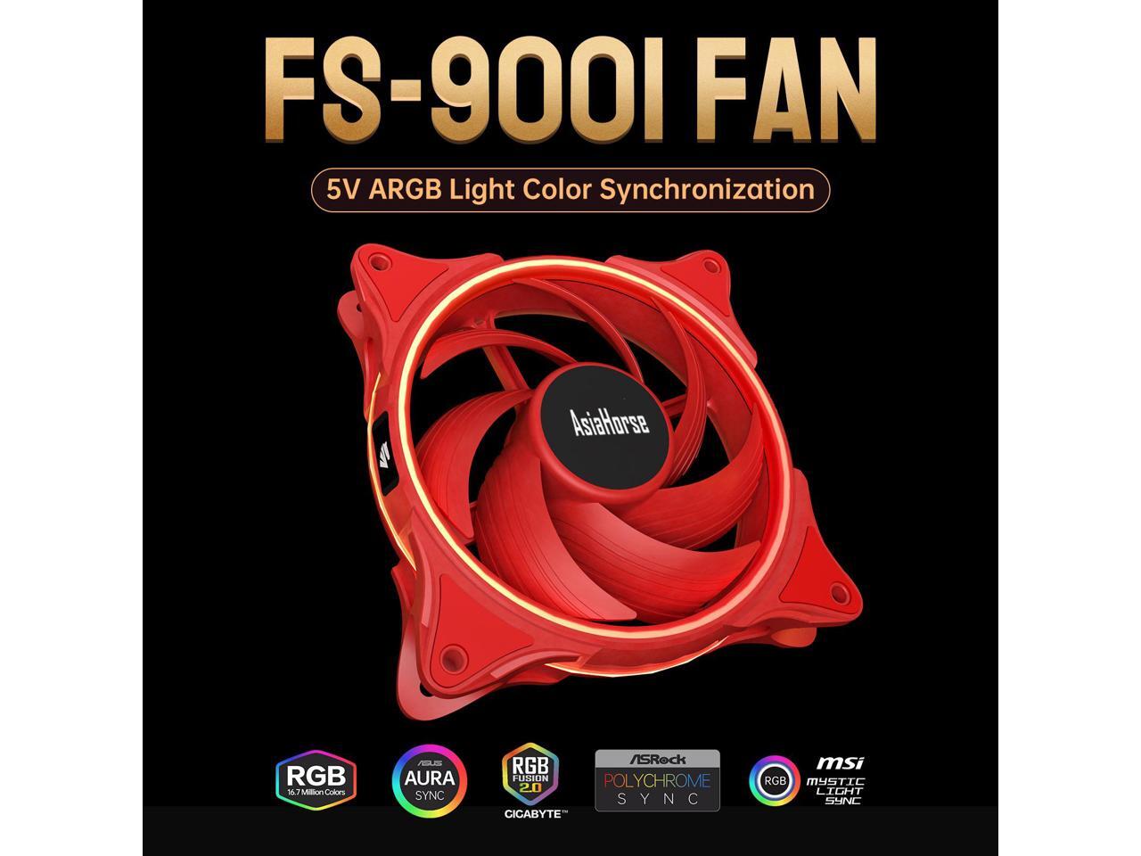 Asiahorse FS9001 120mm Triple Light Loop Silent 20 LED Addressable RGB