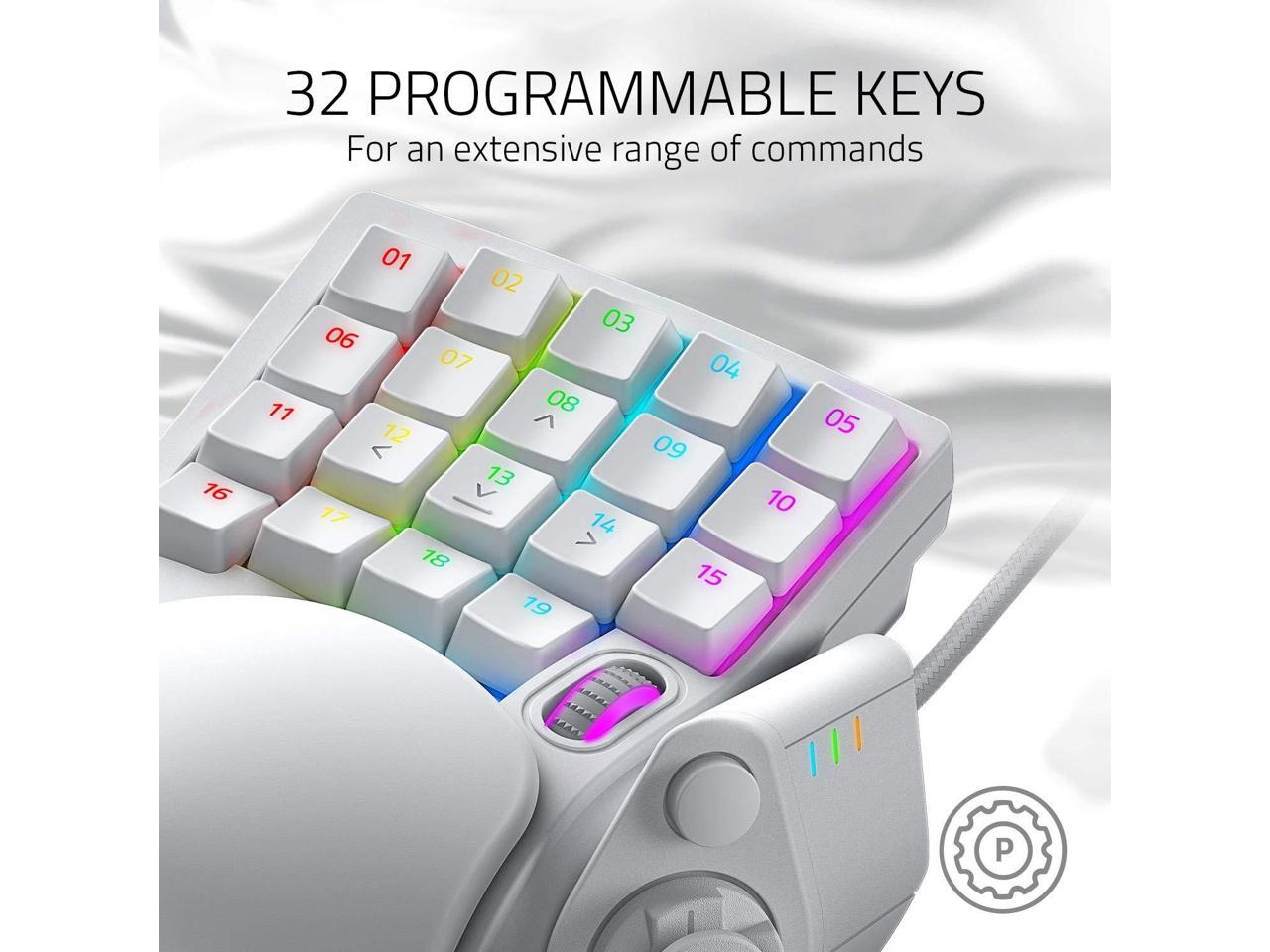 Razer Tartarus Pro Gaming Keypad Analog Optical Key Switches 32 Programmable Keys Customizable Chroma Rgb Lighting Programmable Macros Variable Key Press Pressure Sensitivity Mercury White Newegg Com