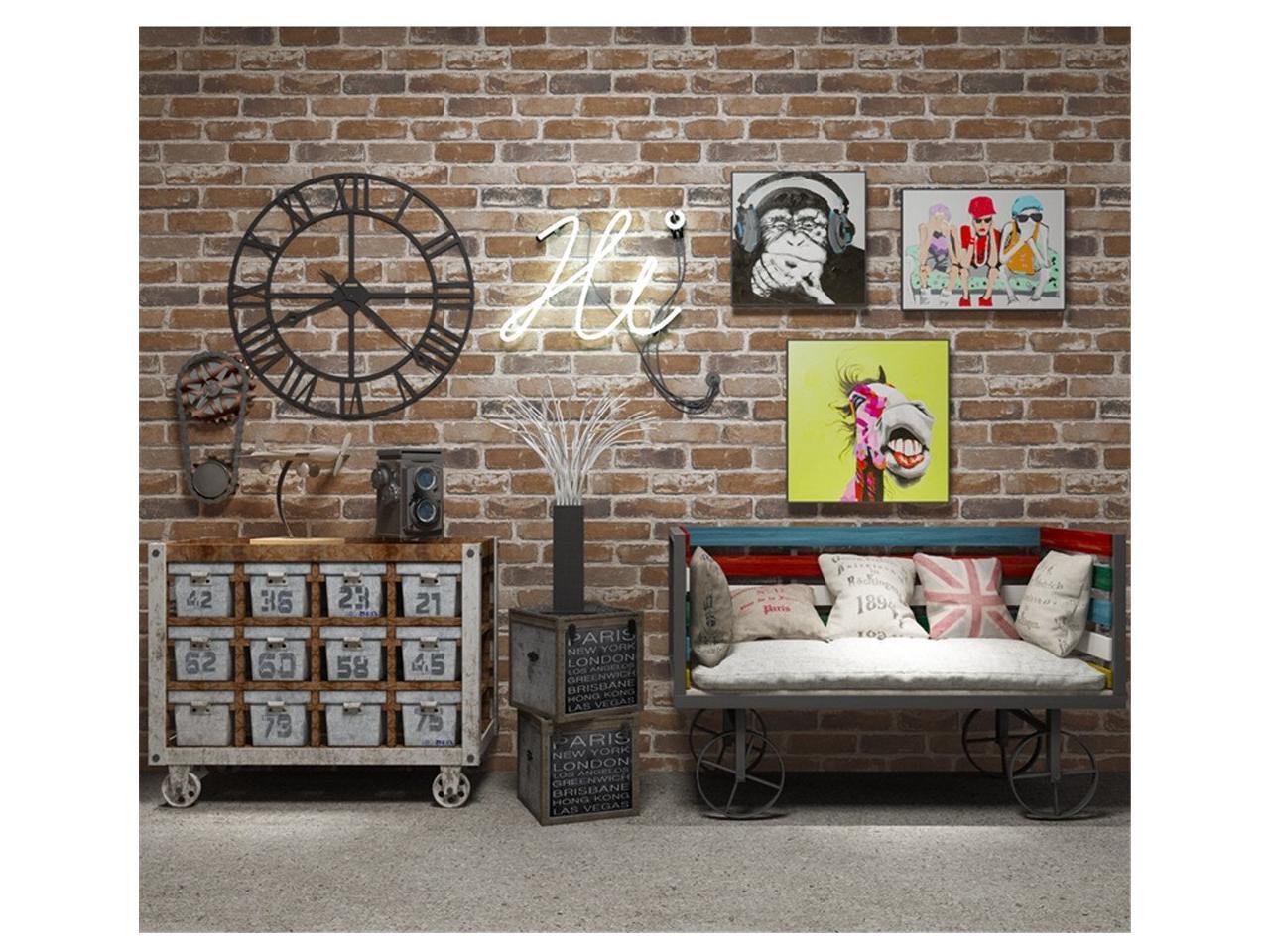 Flat Faux Brick Stone Wallpaper Roll 3d Effect Blocks Vintage Home Decoration Brown Newegg Com