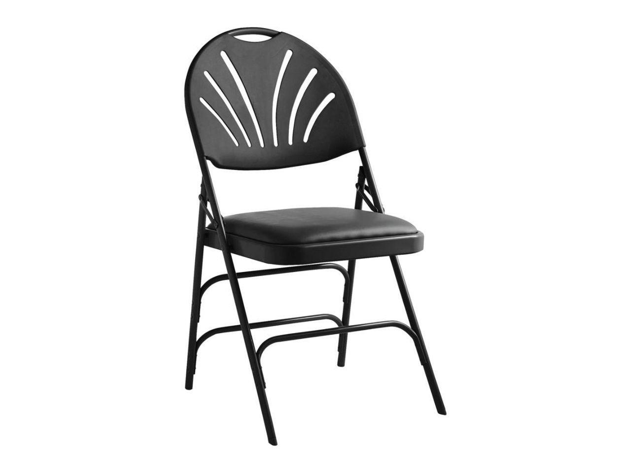 Samsonite XL Fanback Steel and Vinyl Folding Chair Vinyl Black, Steel