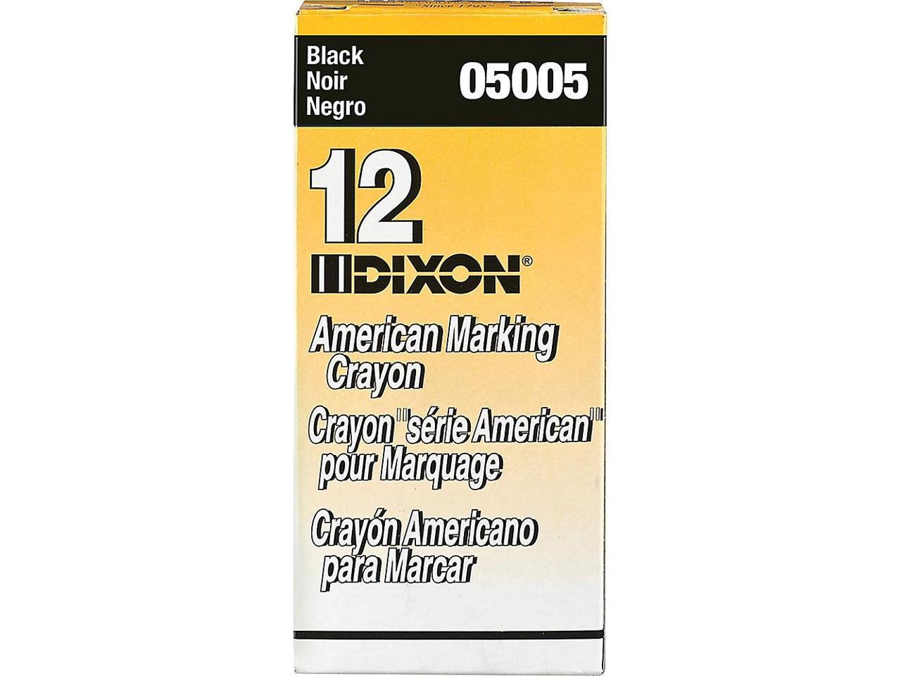 Long-Lasting Black Pack of 12 Dixon Industrial Round American Marking Crayons 