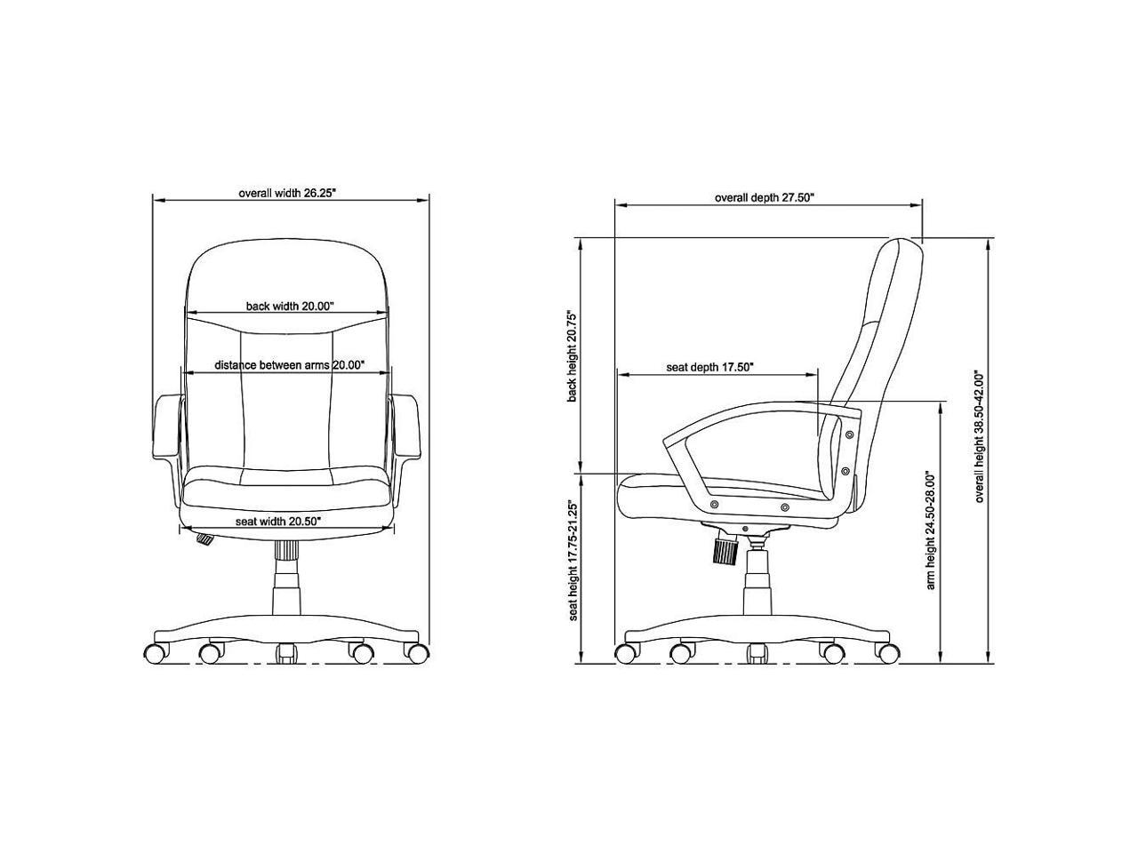 Lorell Executive Mid-Back Chair 26-1/4