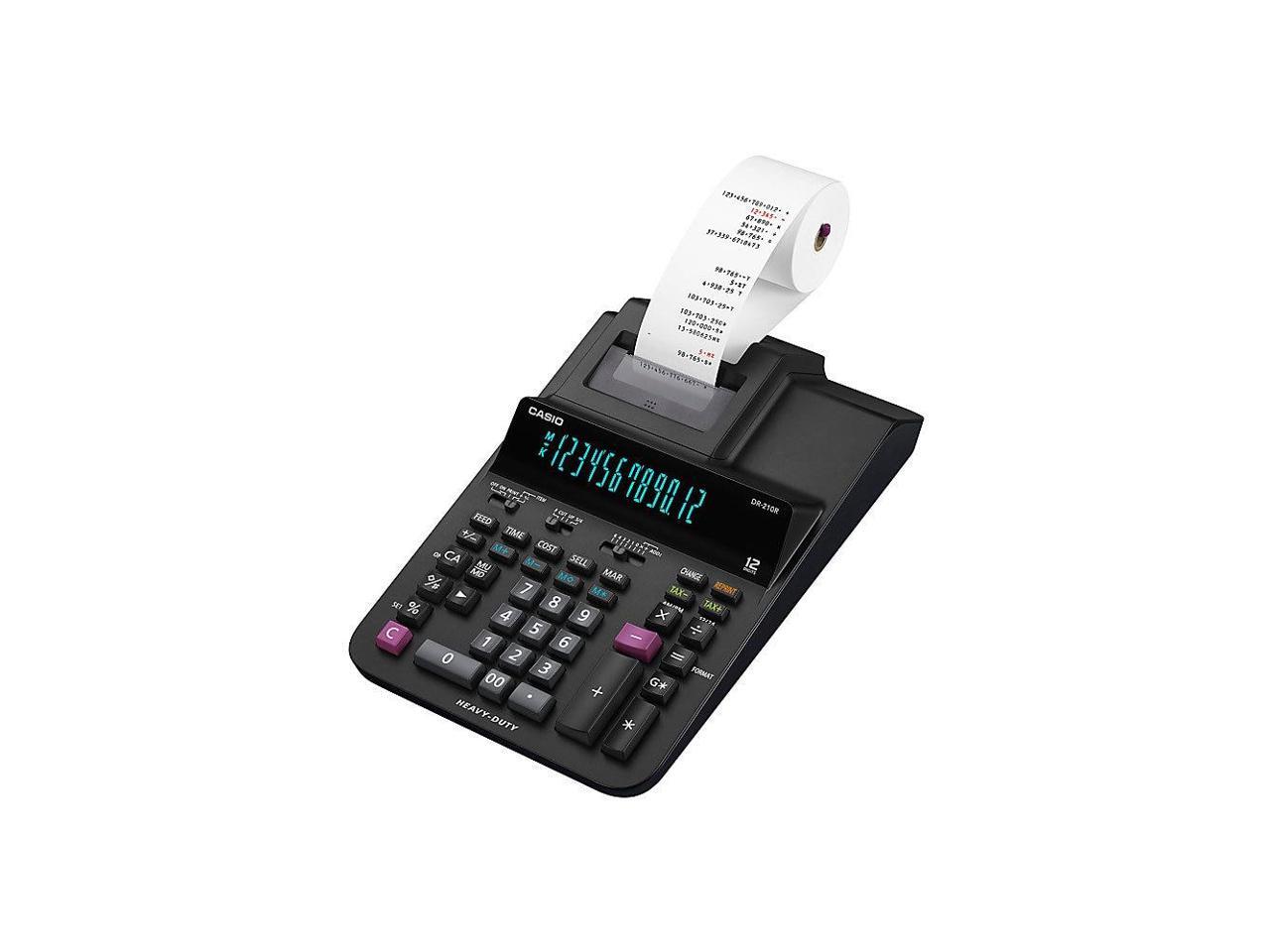 Casio Printing Calculator 12 Digit 8 2 5 Wx15 Lx4 2 5 H Black Dr210r Newegg Com