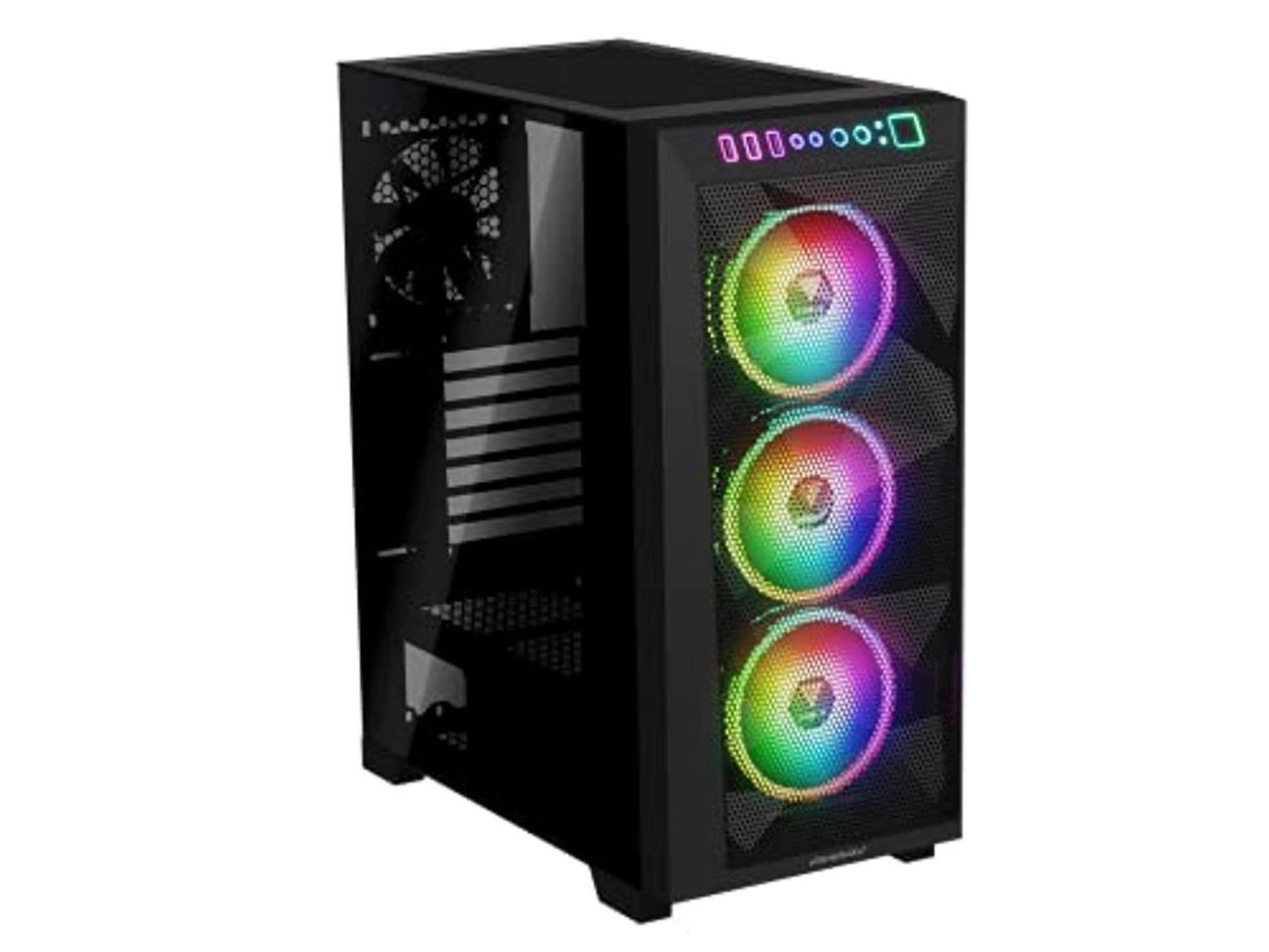 gamdias athena m1 elite gaming case, mid tower, atx, 3 x 120mm argb fan, 1  x 120mm fan, asymmetry mesh design with seamless tempered glass window  (athena m1 elite), black - Newegg.com