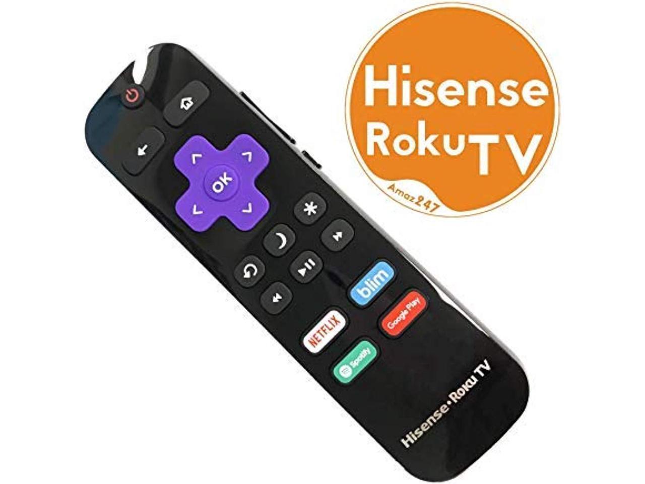 original hisense roku tv remote w/volume control & tv power button for