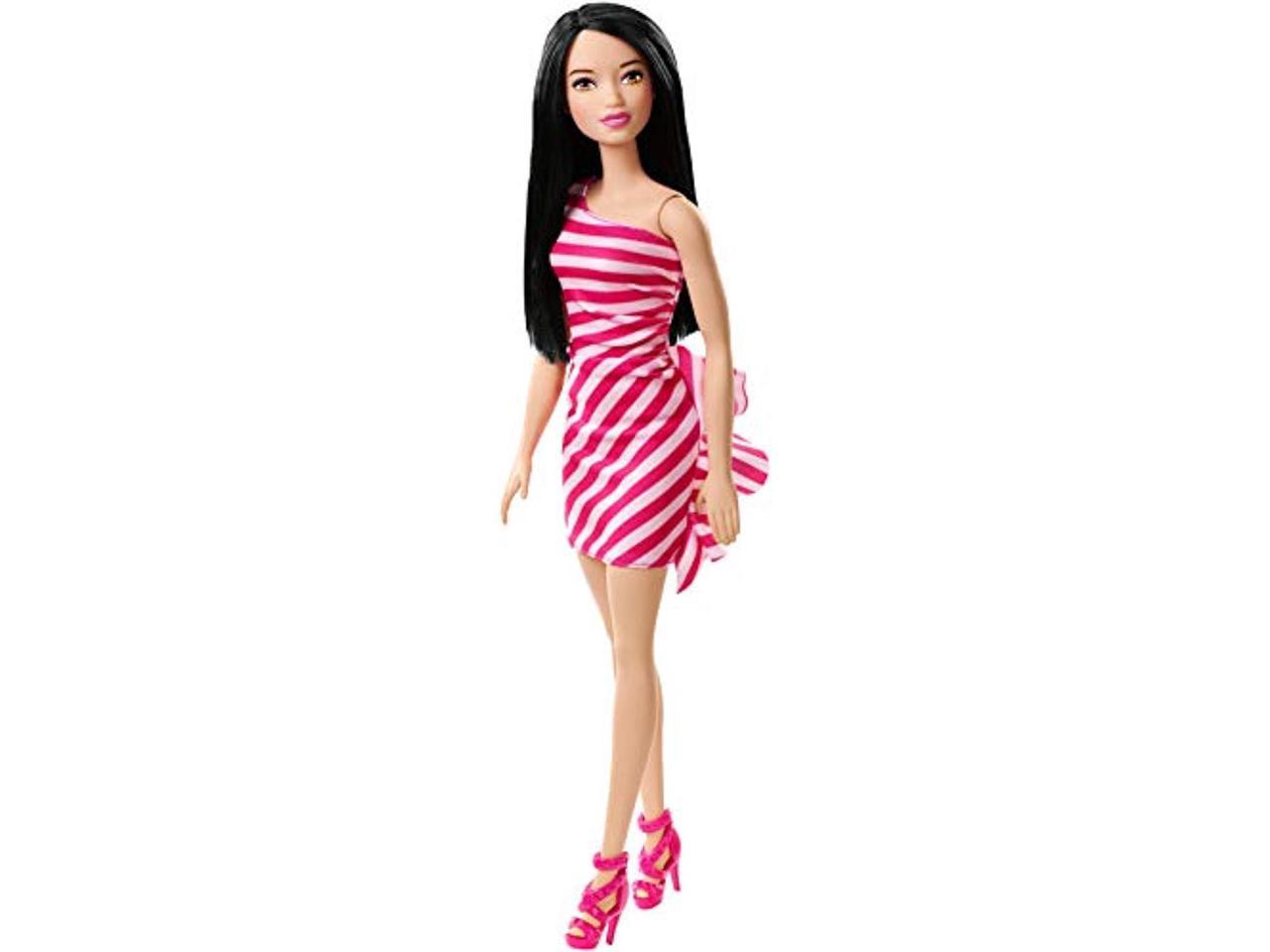 Barbie Glitz Doll Pink Stripe Ruffle Dress
