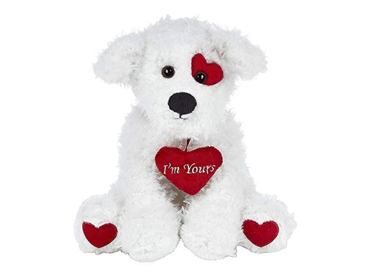 white fluffy stuffed dog