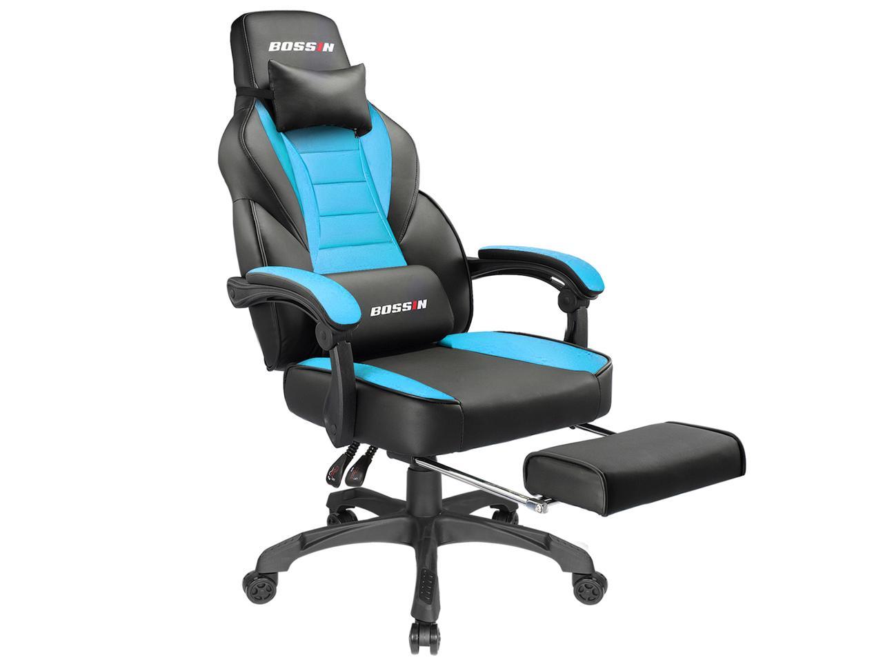 Bossin Racing Style Gaming Chair Computer Desk Chair With Footrest And Headrest Ergonomic Design Large Size High Back E Sports Chair Pu Leather Swivel Office Chair Tiffany Blue Newegg Com