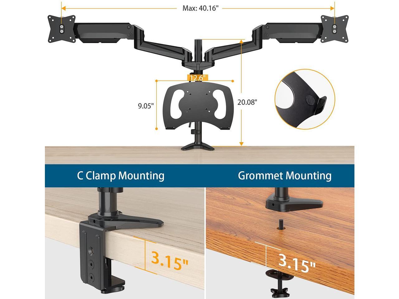 HUANUO Monitor and Laptop Mount with C Clamp, Grommet Mounting Base