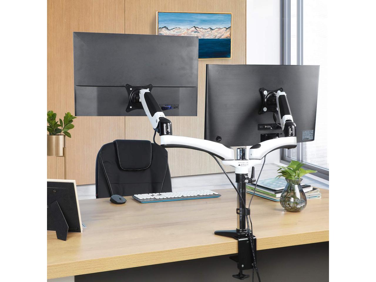 huanuo dual monitor mount cable management