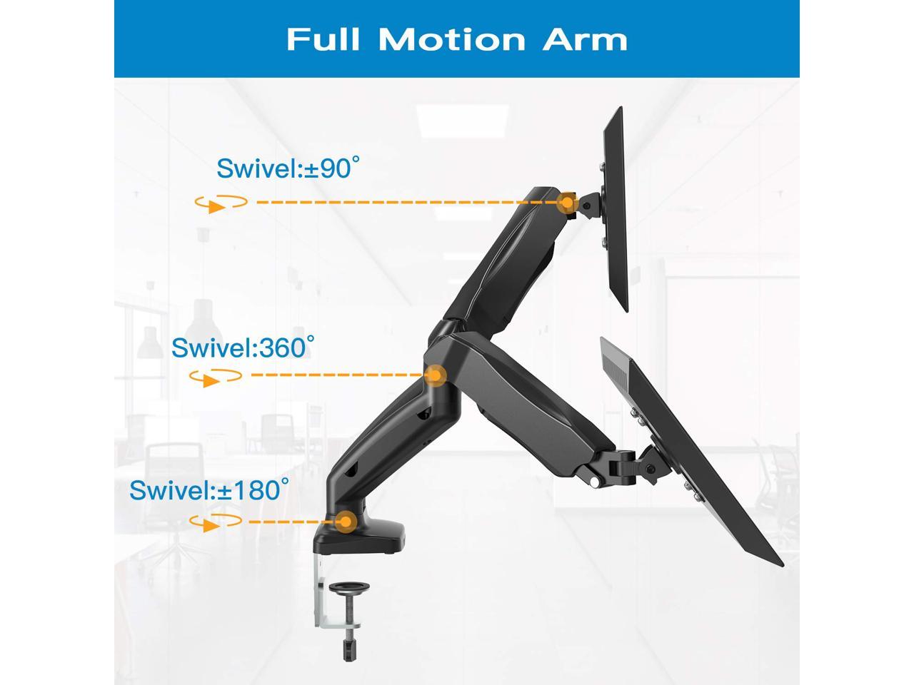 Gas Spring Arm 360 ° Rotatable for 13 to 32 inch Screen HUANUO Monitor Arm Height-adjustable with HDMI Cable 2 Mounting Options 