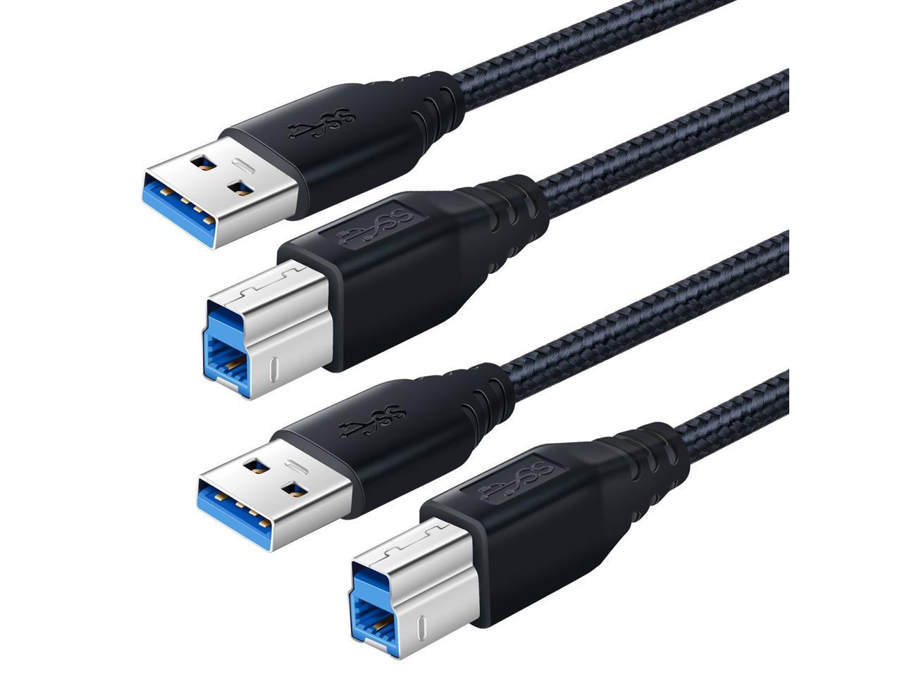 USB 3.0 Cable A Male to B Male 6Ft, 2 Pack Durable Nylon ...