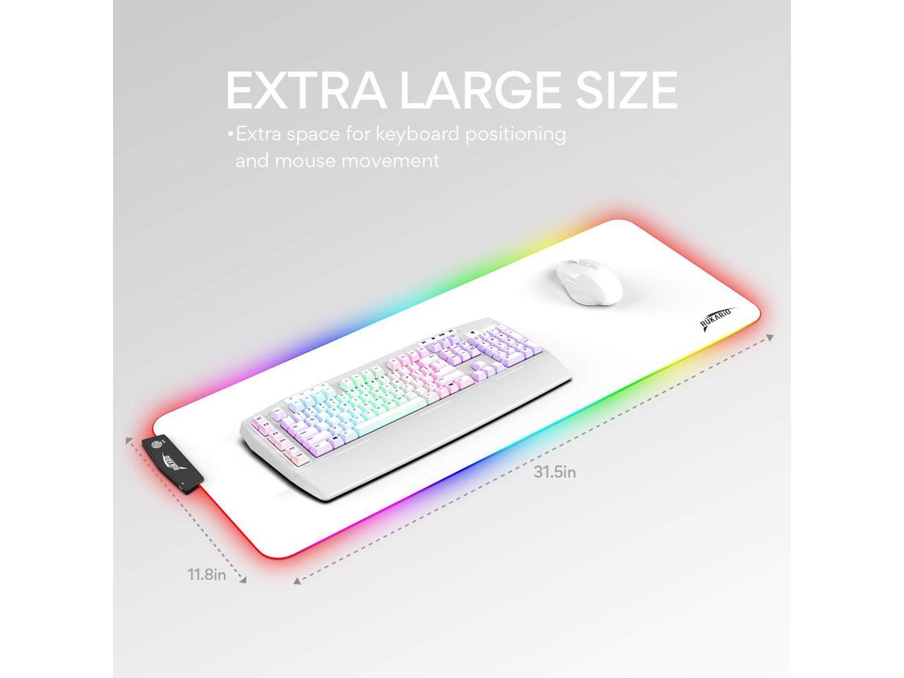 White RGB Gaming Mouse Pad | Waterproof | Non-Slip Rubber Base | 15