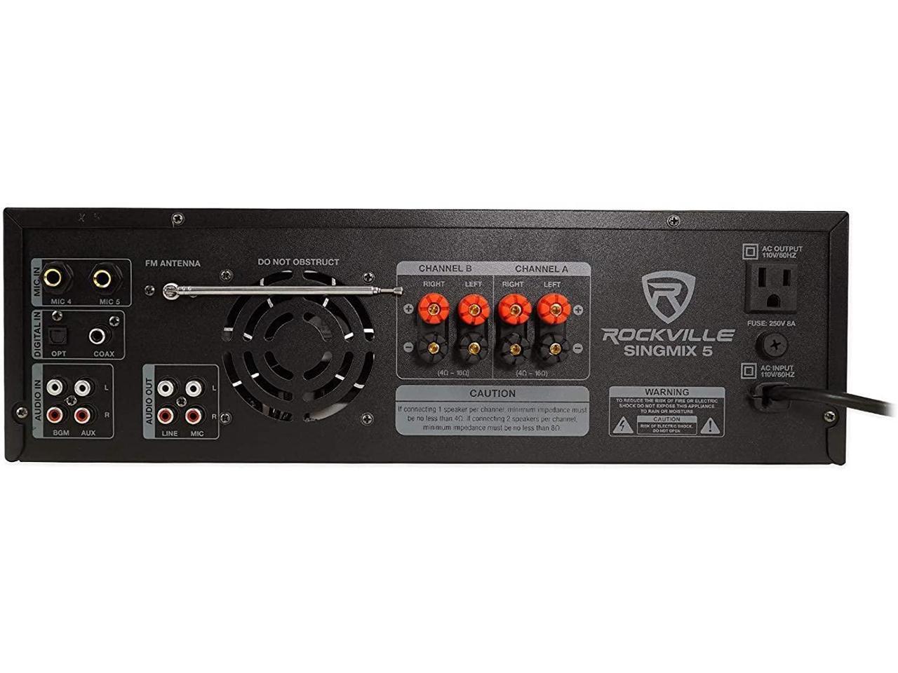 Rockville SINGMIX 5 2000w Bluetooth DJ/Pro/Karaoke/Home Amplifier Mixer Receiver 