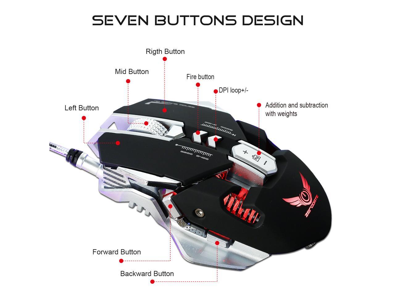 ZERODATE Mechanical Macros Define the Game Mouse,7 Programmable Keys