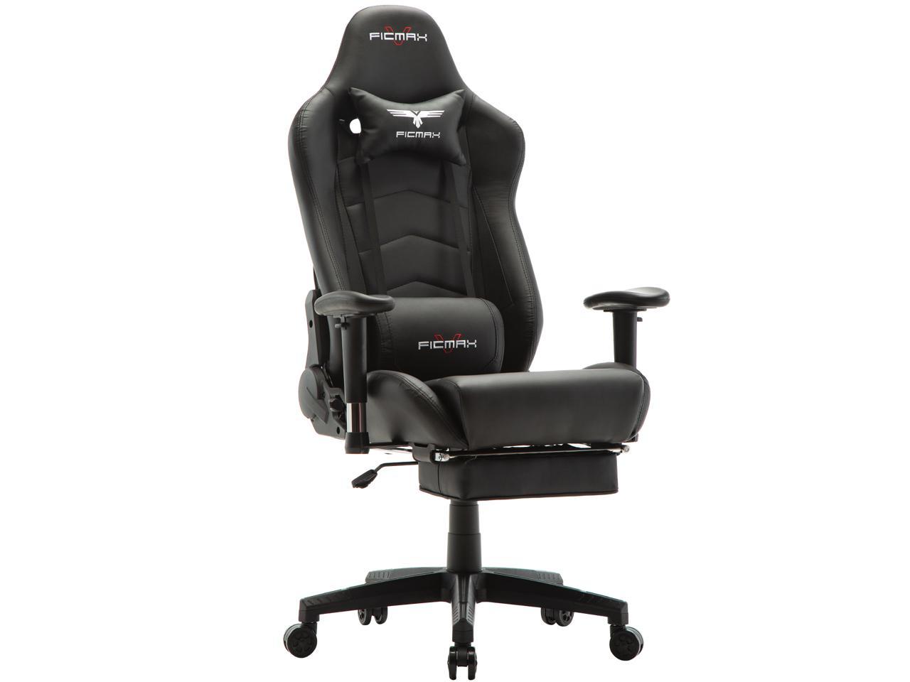 Ficmax Ergonomic Gaming Chair Racing Style Office Chair Recliner Computer Chair Pu Leather High Back E Sports Chair Height Adjustable Gaming Office Desk Chair With Massage Lumbar Support And Footrest Neweggcom