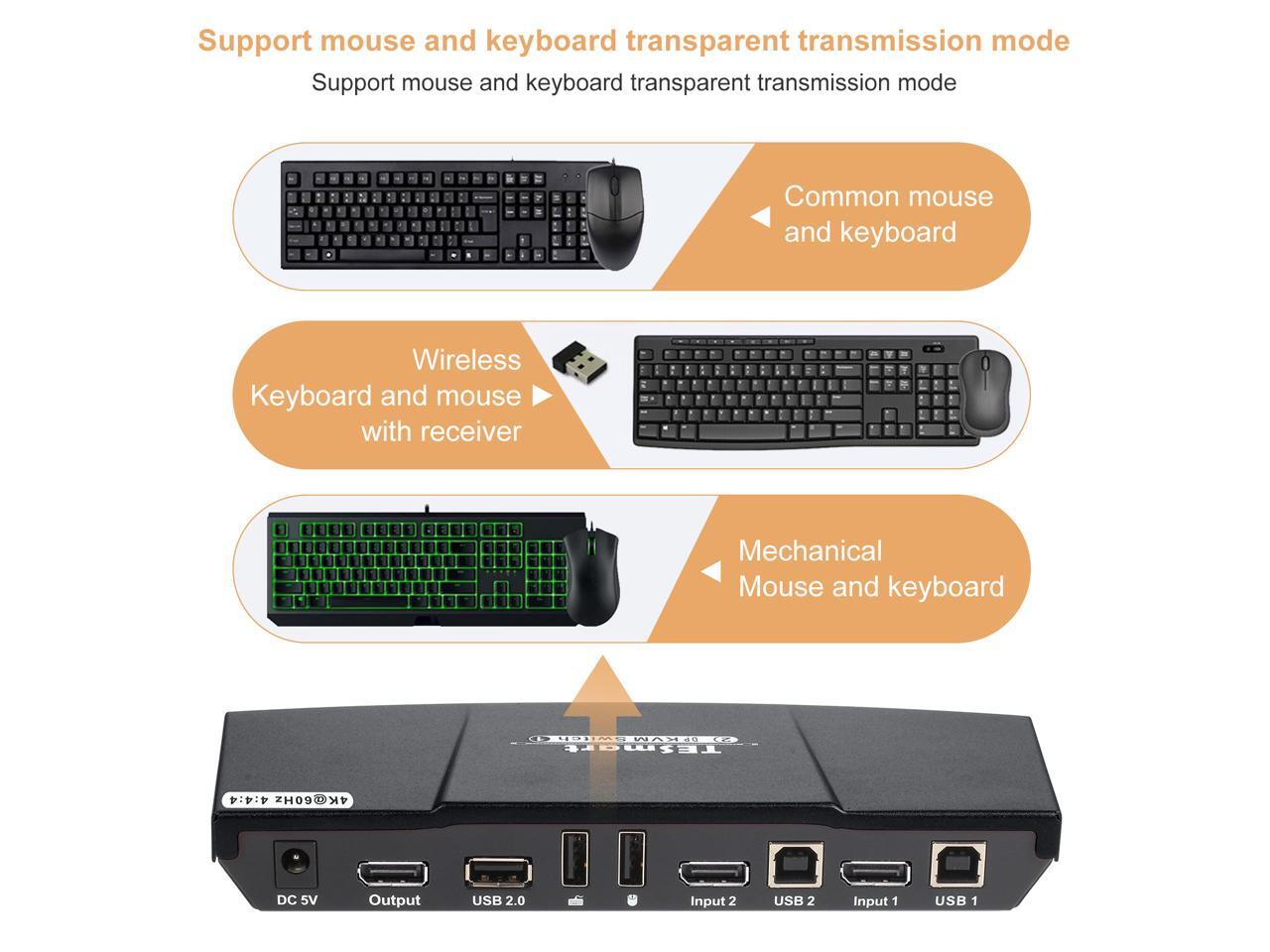 TESmart KVM Switch DisplayPort + USB Port KVM Switch 4K60Hz 444