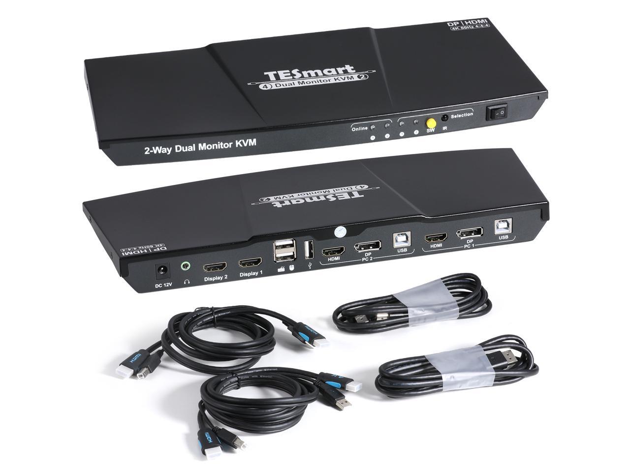 4K 60Hz HDMI2.0 USB KVM Switch For 2 Computers 1 Monitor