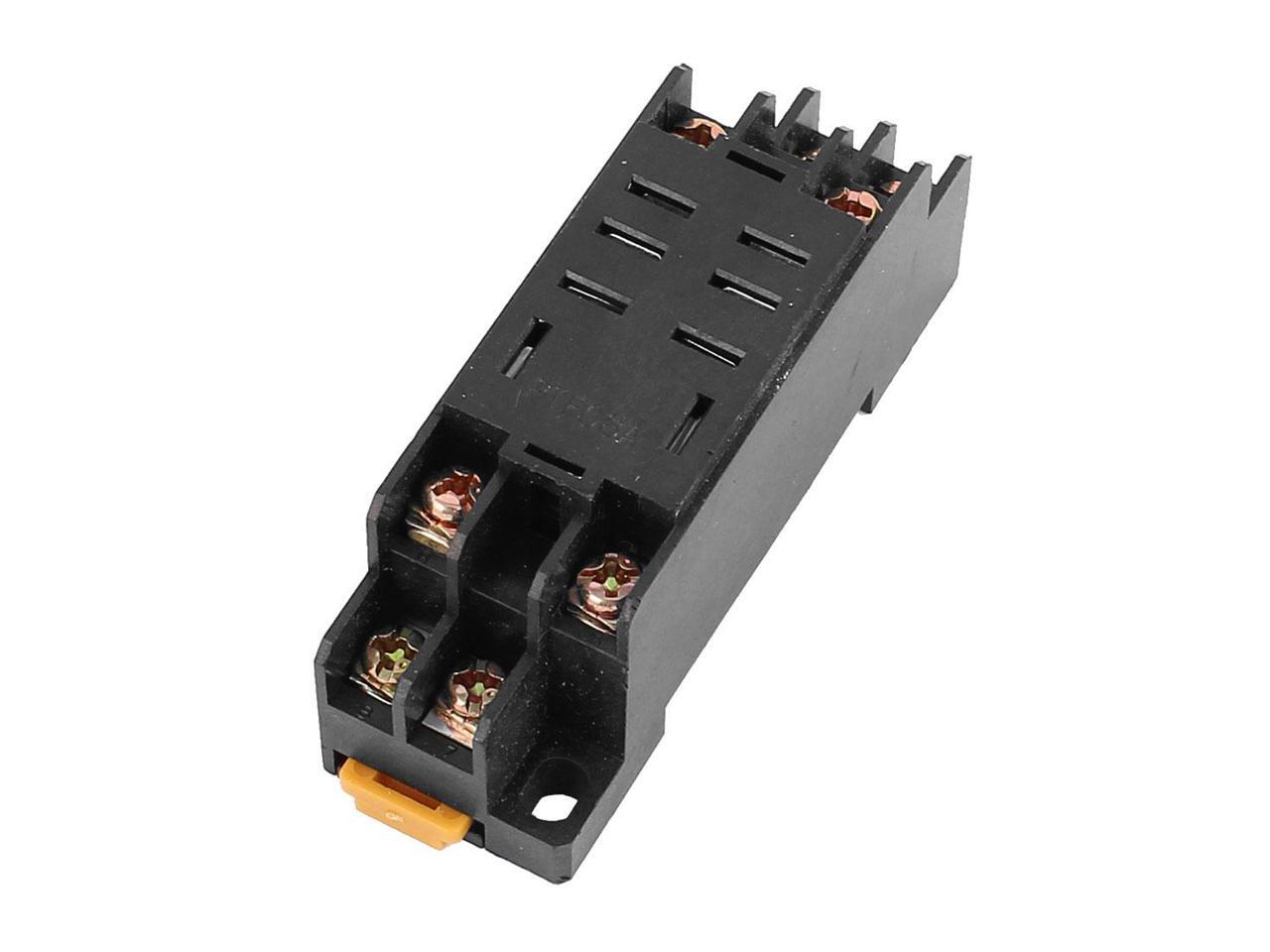 2M4X10 8 Terminal 35mm DIN Rail Mounted Power Relay Socket Base Holder