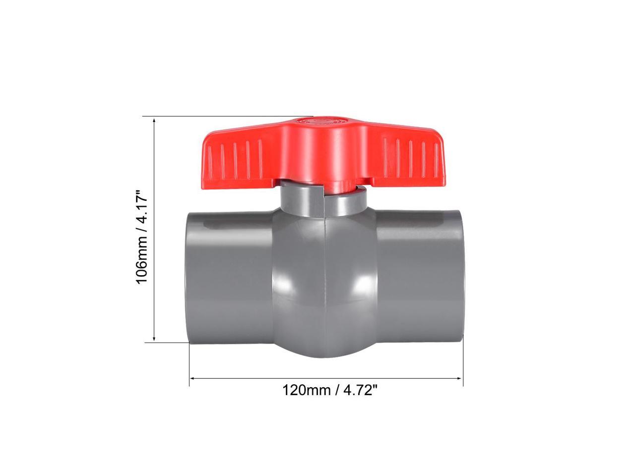 Pvc Ball Valve Water Supply Pipe Knob Tap Faucet Threaded Ends 1 12 Inner Hole Diameter Red 6569