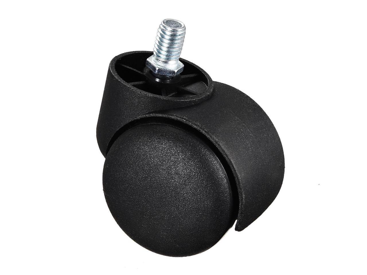 2 Inch Pu Twin Wheel M10x15mm Threaded Caster Black with Brake 2pcs uxcell Swivel Caster Wheel 