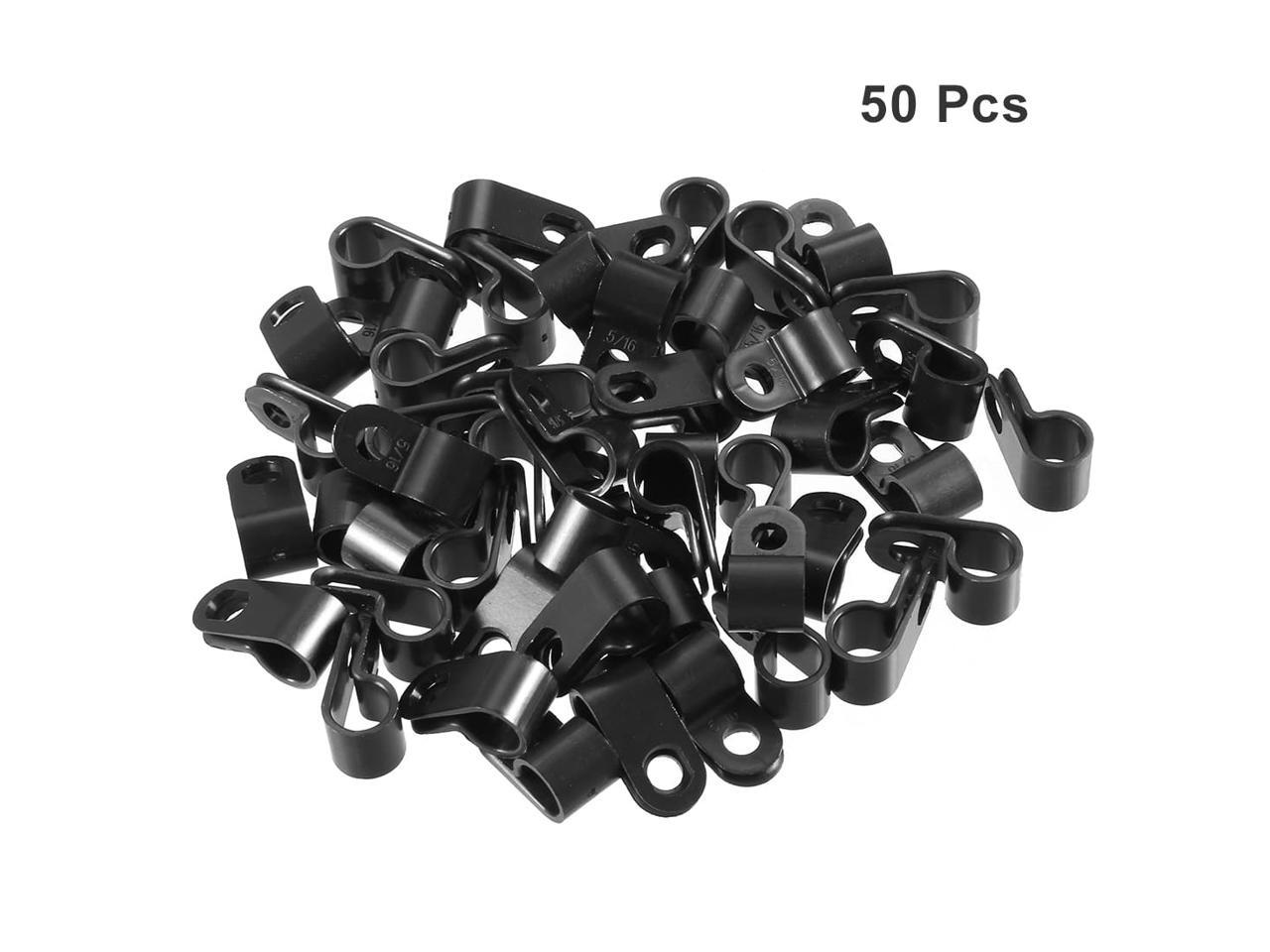 50Pcs Nylon Rtype Cable Clamp Organizer Cord Clips for Wire Management