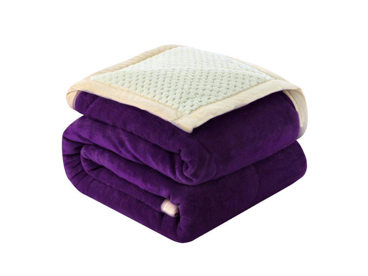 Reversible Thick Fleece Blanket Queen Size,3 Layers Microfiber Plush ...