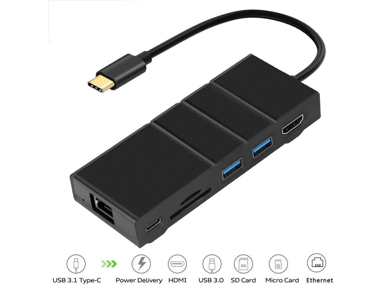 USBC Hub Multiport Adapter Werleo USB C Network Adapter 7in1 USB C