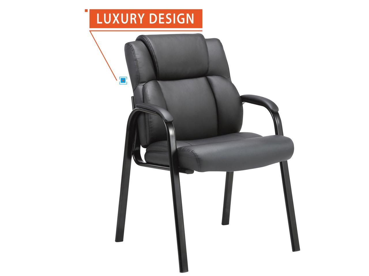 CLATINA Leather Guest Chair With Padded Arm Rest For Reception Meeting ...