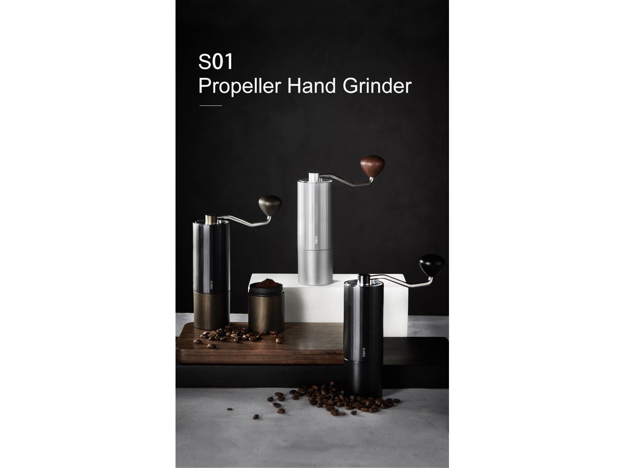 HERO Manual Coffee Grinder Stainless Steel Conical Burr Black