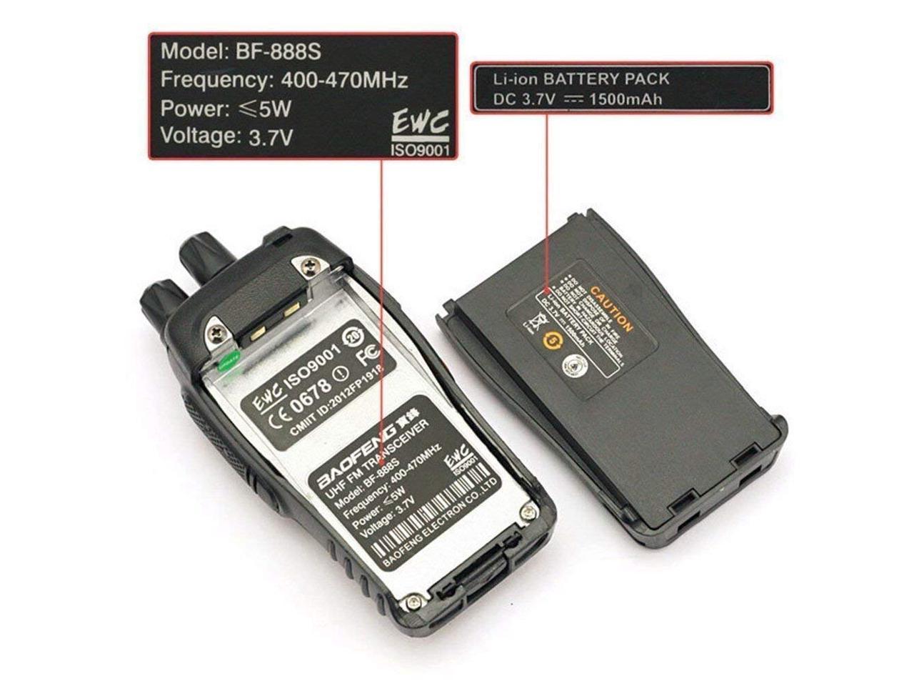 BaoFeng BF-888s 2 Way Radio with 12 1500mah Li-ion Batteries Long Range Baofeng Walkie Talkie Two Way Radio One USB Programming Cable 6 Pack