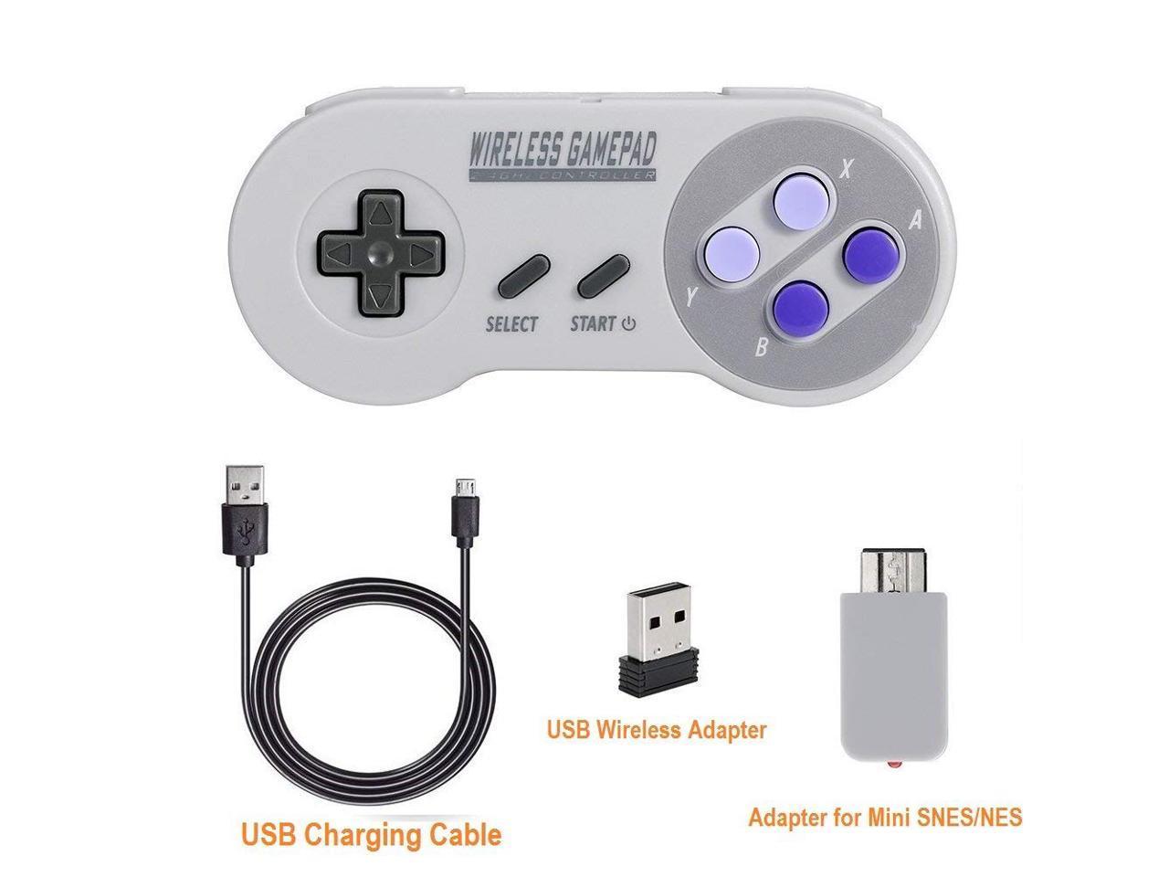 2-Pack 2.4GHz Wireless Controller for SNES Classic Edition Rechargeable  SNES Mini Wireless Gamepad with Retro USB Receiver for Super NES Classic 