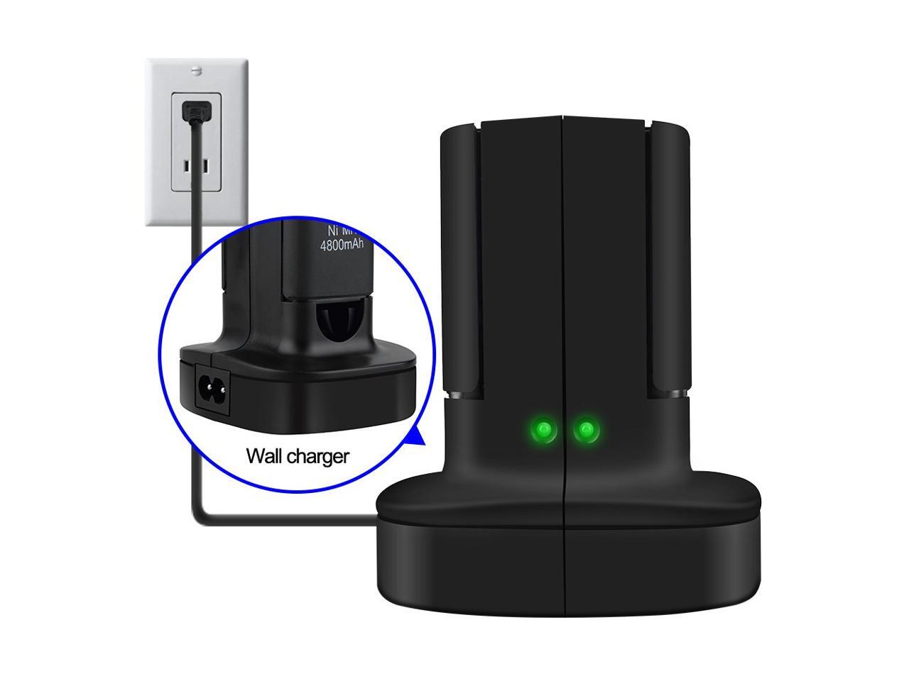 W05 Xbox 360 Dual Charger Charging Station Stock Dock with 2X 4800mAh