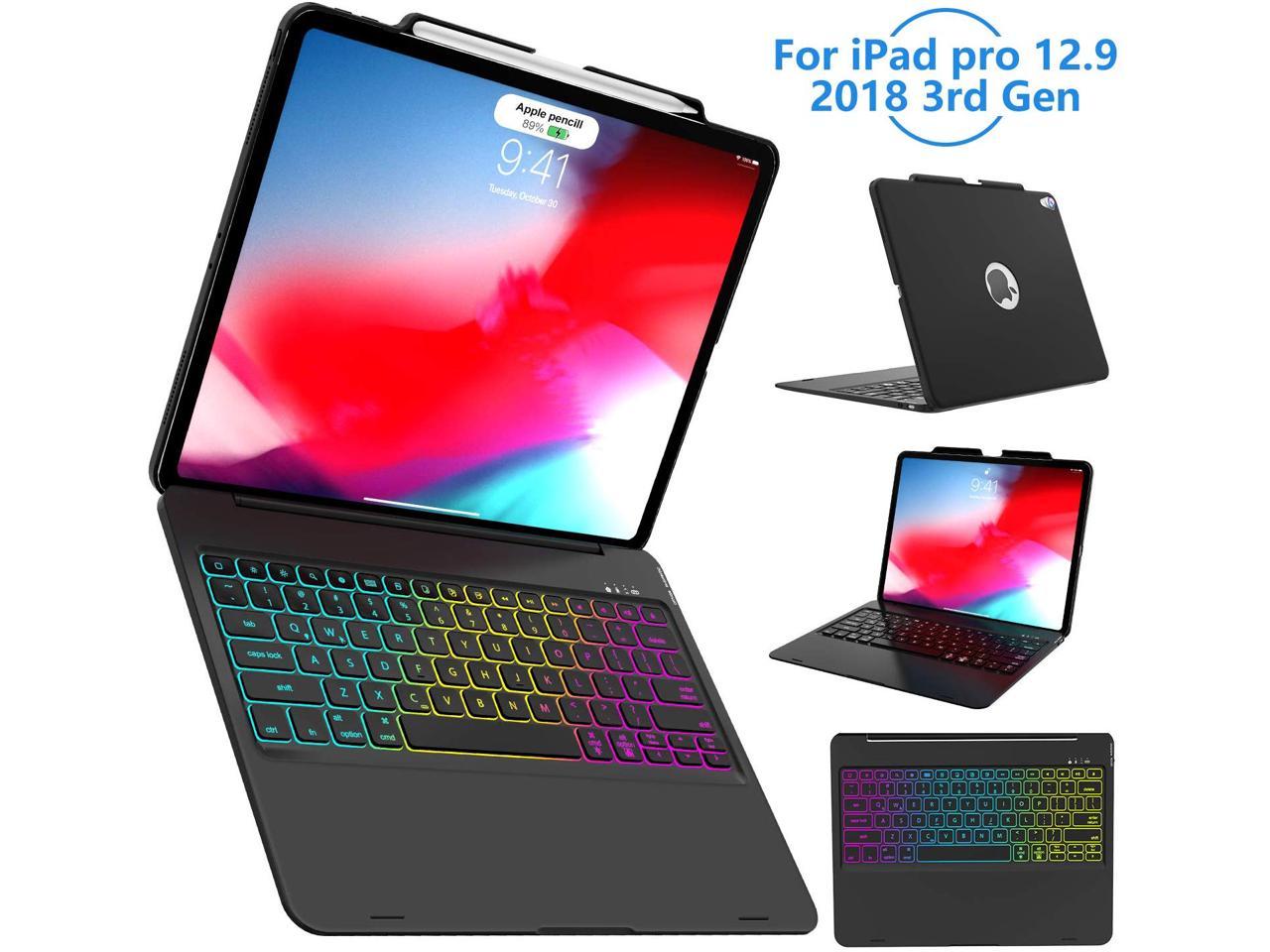 Ipad Pro 12 9 Keyboard Case 18 3rd Gen Support Apple Pencil Charging 7 Color Backlit Wireless Keyboard With 135 Smart Folio Hard Back Cover Ultra Slim Auto Sleep Wake Not For 17 15 Newegg Com